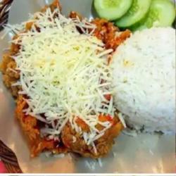 Ayam Geprek Krispy Keju, Nasi Sambal Cabai Ijo / Korek