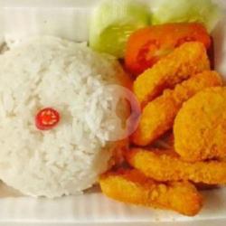 Nasi Lalapan Nugget,tempe Sambel Terasi