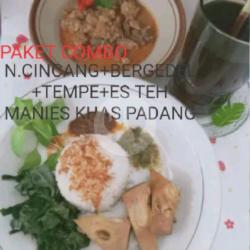 Nasi Cingcang Bergedel. Es Teh Manies