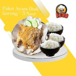 1 Ekor Ayam Utuh Goreng   3 Nasi Putih   Sambal