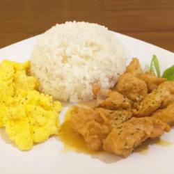 Salted Egg Chicken With Rice