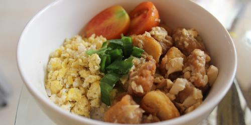 Nasi Ayam, Cumi, Jamur, Tahu, Sambal, Salted egg, Nasi Gila, Snack Mangkoku Rice