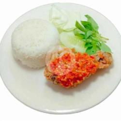 Ayam Geprek Paha Bawah  Nasi