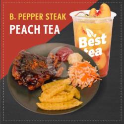 Steak Blackpepper   Peach Tea