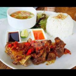 Iga Bakar   Nasi   Lalapan   Tempe Goreng  Sambel