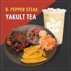 Steak Blackpepper   Yakult Tea