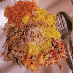 Nasi Kuning   Gorengan , Tanpa Telur