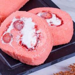 Strawberry Swiss Roll Slice