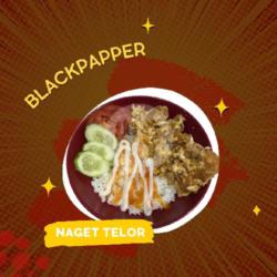 Nasi Naget Telor Blackpapper   Kripik Pangsit