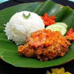 Ayam Geprek   Nasi Putih