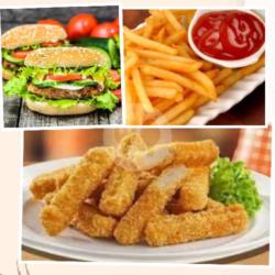 Paket Burger, Kentang   Chicken Stick