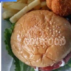 Paket Beef Burger, Kentang, Nugget