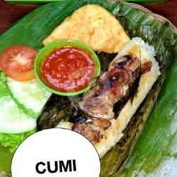 Nasi Bakar Isi (cumi)   Tahu   Sambal Dan Lalapan