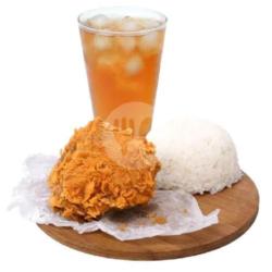 Paket Nasi Chicken Crispy (dada,ph.atas,sayap,pentungan)