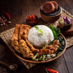 Sego Pecel Kulit Crispy Dua Rasa