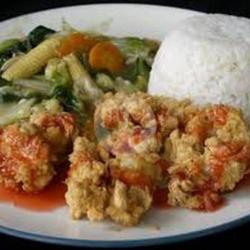 Nasi   Cumi Tepung   Kangkung