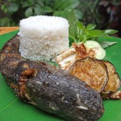 Nasi Lele Terong Kobis Penyet   Teh