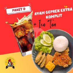 Paket - D (ayam Geprek Extra Komplit (terong Crispy)   Ice Tea)