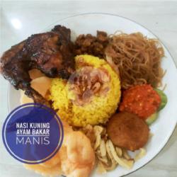 Paket Nasi Kuning  Ayam Bakar Manis