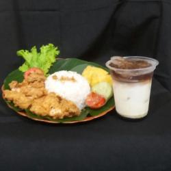 Nasi Ayam Geprek  Cincau Stroberry Fresh Milk