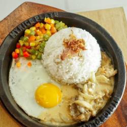 Chop Chicken Rice (nasi Potongan Daging Ayam) - (pilihan Saus Keju, Teriyaki)