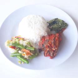 Nasi   Ikan Asin Sambal Merah   Sayur