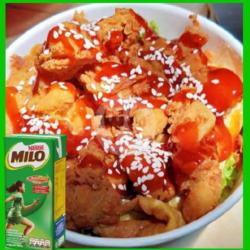 Nasi Ayam Crispy Pedas Manis Free Milo 190ml