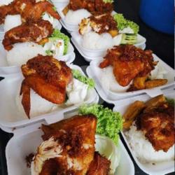 Paket Nasi Ayam Penyet/sayap, Super Pedas Teh