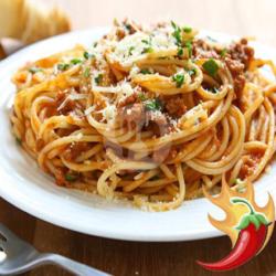 Spaghetti Ayam Saus Bolognese Extra Pedasss Spagetti Asli