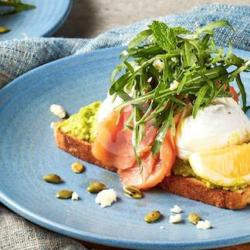 Smashed Avocado Poached Egg & Salmon