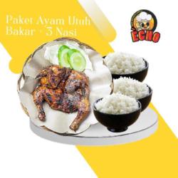 1 Ekor Ayam Utuh Bakar   3 Nasi   Sambal