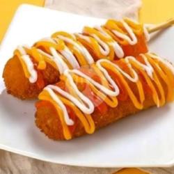 Corndog Keju Mozarella Lumer Original Saos Mayonaise   Es Nutrisari