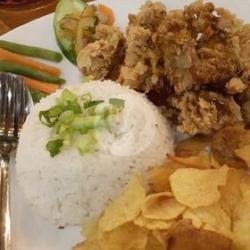 Nasi   Bistik Ayam   Kangkung