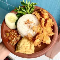 Nasi Gimbal Udang Goreng Penyet