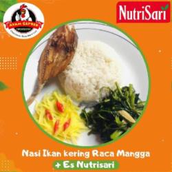 Nasi Ikan Kering Raca Mangga Cah Kangkung  Es Nutrisari