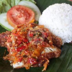 Paket Geprek Goreng   (nasi, Lalap, Kerupuk)