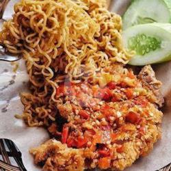 Indomi Goreng   Ayam Geprek Lalapan Sambal Cabai Ijo/bawang