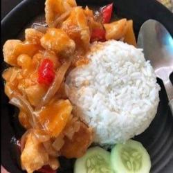 Nasi Ayam Pok-pok Saus Inggris