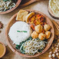 Nasi Pecel Bakso Goreng