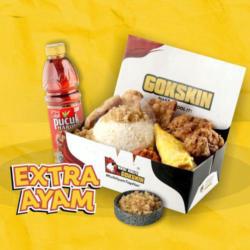 Jumbo Kulit Ayam Telur Sambal   Extra Kremesan   Teh Pucuk