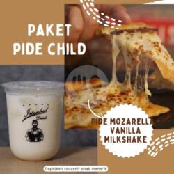 Pide Anak 2 (pide Turkish Pizza Mozarella   Vanilla Milkshake)