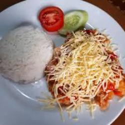 Nasi Geprek Keju Parut