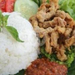 Nasi Lalapan Usus Crispy/usus Bakar Sambal Terasi