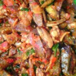 Ikan Asin   Jengkol   Terong   Kentang Sambal Merah   Nasi