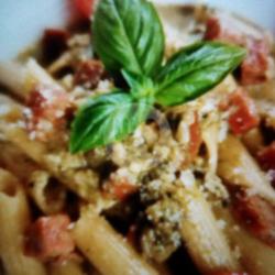 Creamy Pesto Penne With Salami