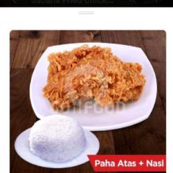 Nasi   Ayam Krispy Paha Atas   Vit Gelas