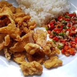 Nasi Kulit Ayam Crispy