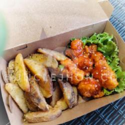 Spicy Chicken Karaage With Potato Wedges