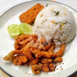 Nasi Bawang Dan Usus Crispy