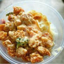 Rice Chiken Salted Egg (nasi Ayam Sauce Telur Asin